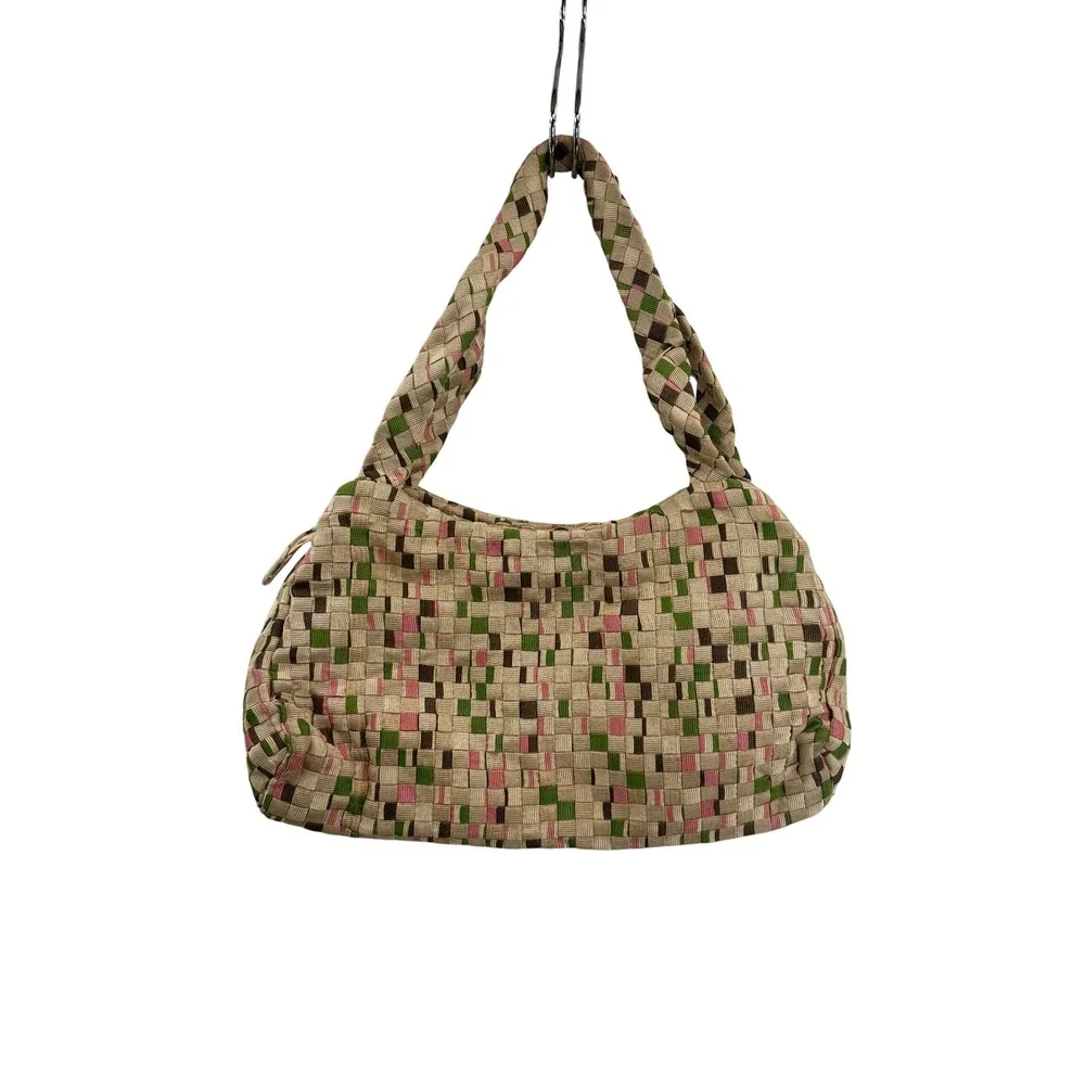 The Sak Woven Hobo Bag Tan Green Pink Shoulder Bag Purse